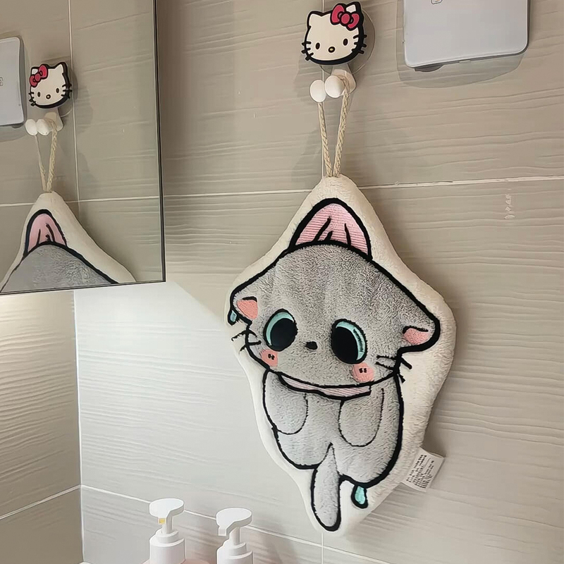 Cute Hanging Hand Towel for Kittens, Coral Fleece, Super Absorbent, Thickened, Absorbent Handkerchief for Kitchen and Bathroom Cute Hanging Hand Towel for Kittens, Coral Fleece, Super Absorbent, Thickened, Absorbent Handkerchief for Kitchen and Bathroom