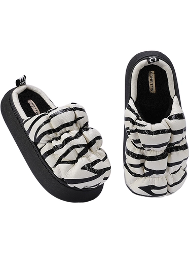 Зебра, тапочки, водонепроницаемая нескользящая удерживающая тепло утепленная зимняя обувь на платформе, коллекция 2023