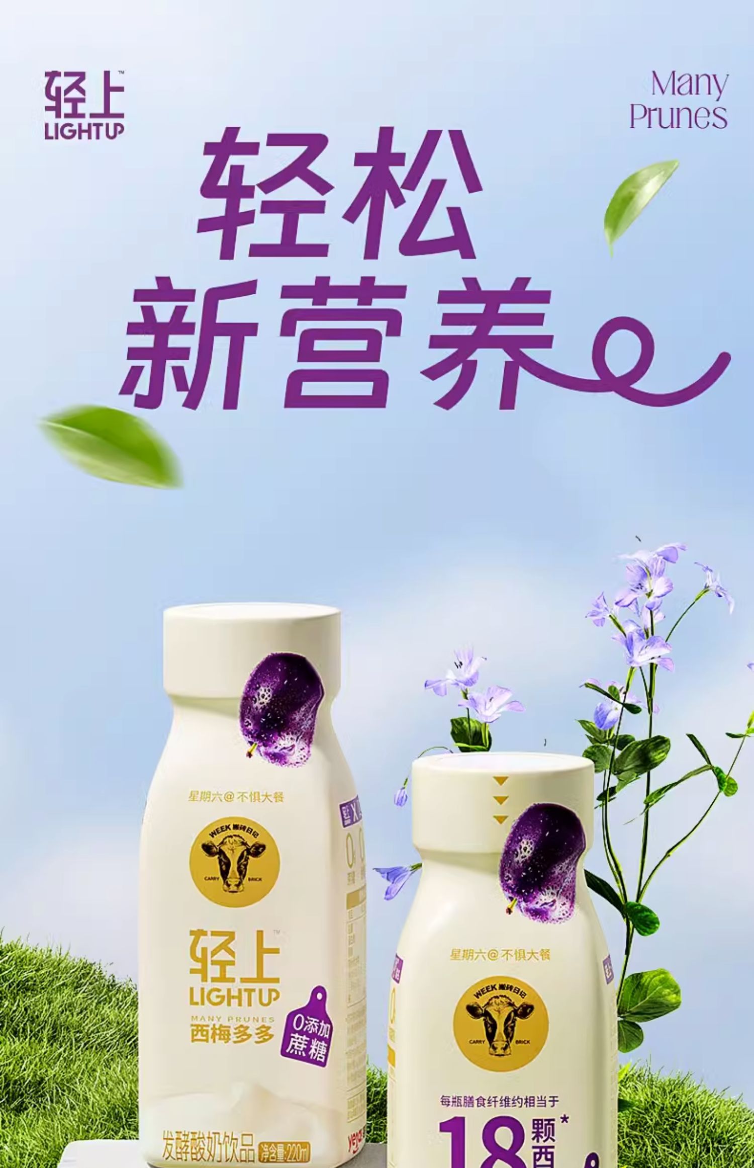 【轻上西梅多多酸奶】0添加蔗糖220ml*10瓶