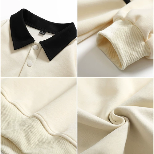 Демисезонная футболка polo, мужская универсальная ретро толстовка, оверсайз