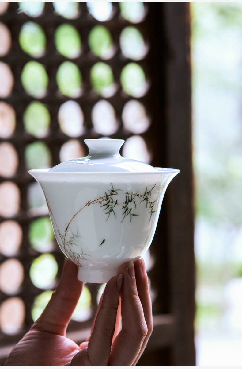 Made in jingdezhen ceramic kung fu tea set hand - Made household thin foetus three tureen large bowl cups