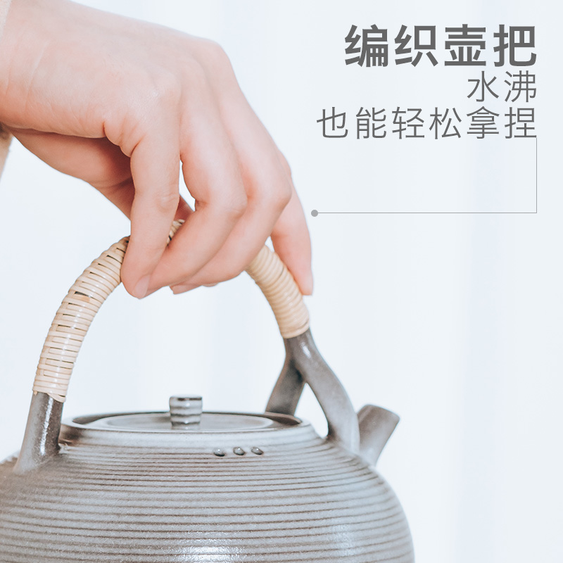 Boil tea tea set in the son. Electric TaoLu flame furnace carbon available shallow wood ash glaze large cooking kettle 1 l