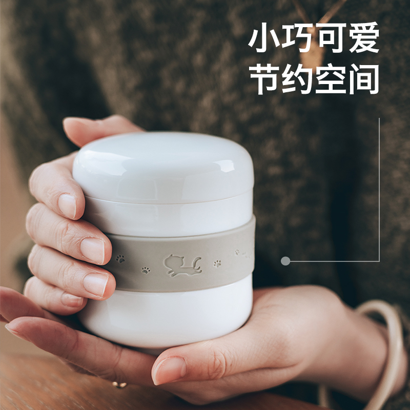 Lane in 106 white porcelain tea warm cup of belt filter mud crack cup. With white roses white tea gift box package
