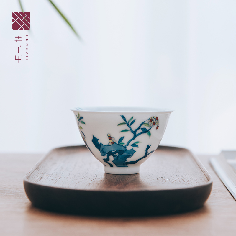 Made in jingdezhen blue and white color bucket hand - Made ceramic masters cup sample tea cup pure manual grape cups of kung fu tea set