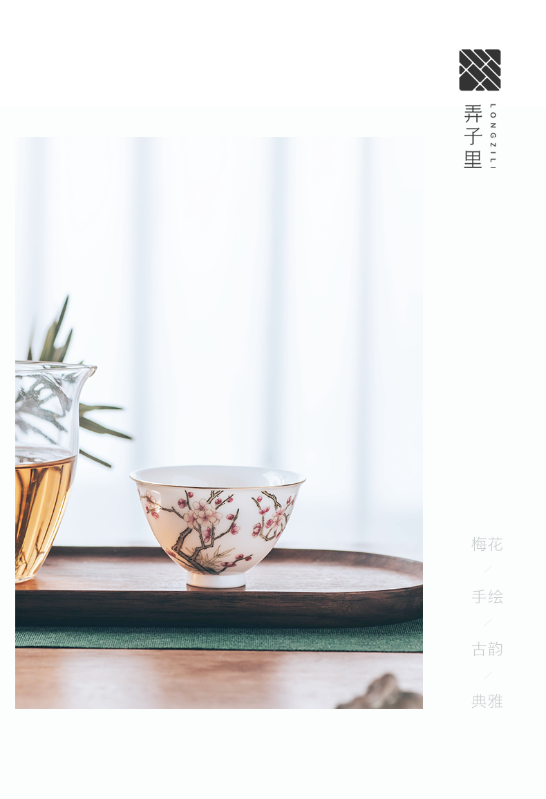 Get in jingdezhen ceramic cups of glass cup high - grade creative master the name plum and the bamboo spring heart cup first