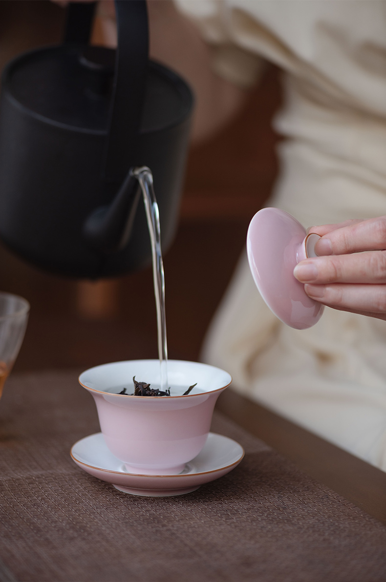 Made in jingdezhen ceramics small tureen suit kung fu tea family tea cups to tureen in use