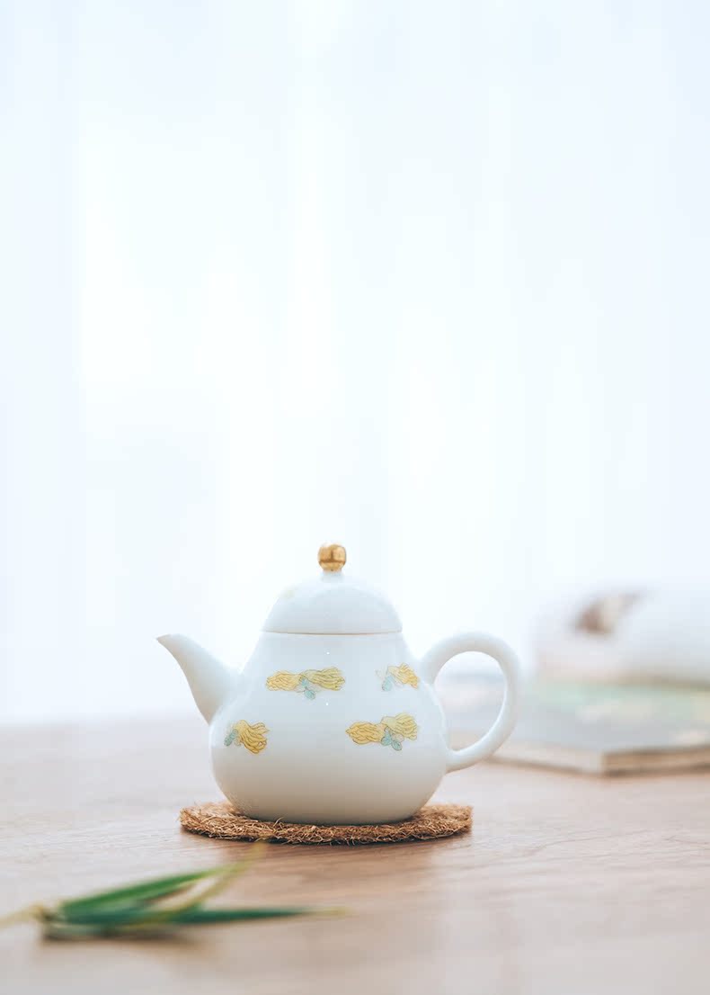 Made in jingdezhen ceramic kung fu tea set dress hand - Made white porcelain pot small pear a koubei master cup tea cups