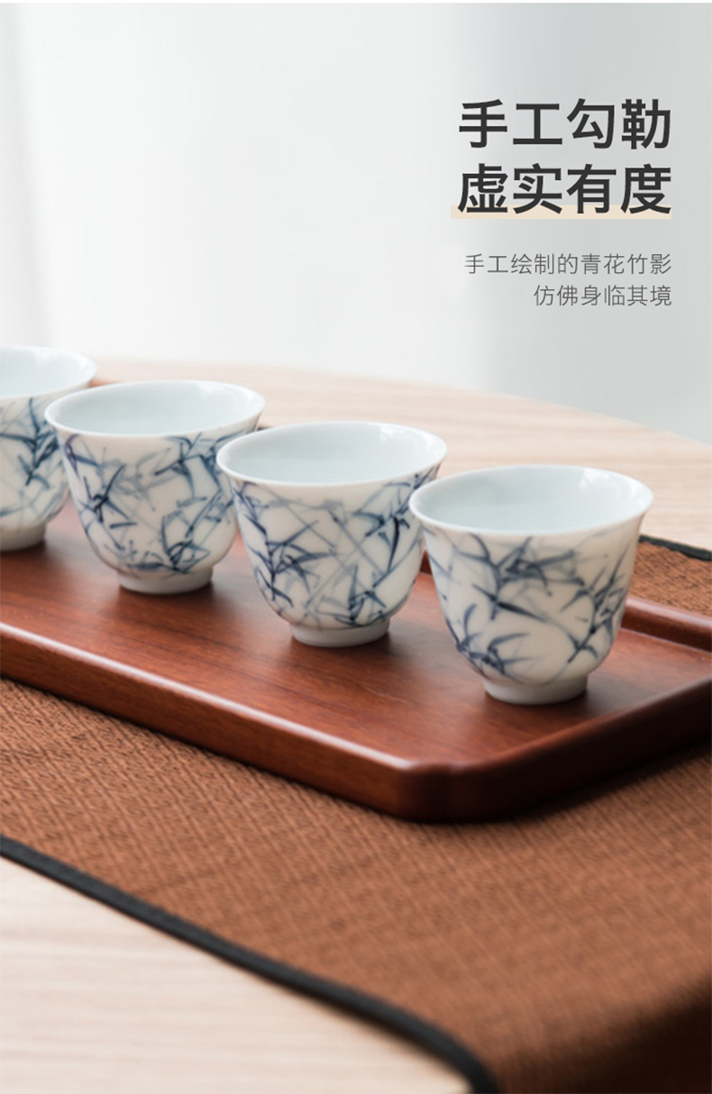 Made in jingdezhen blue and white sample tea cup master cup ceramic kung fu tea set manually build small tea cups