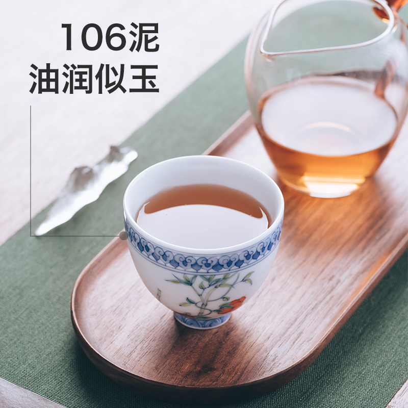 Figure in the glass cup masters cup kung fu tea set jingdezhen ceramic dou color satisfied grain heart cup sample tea cup