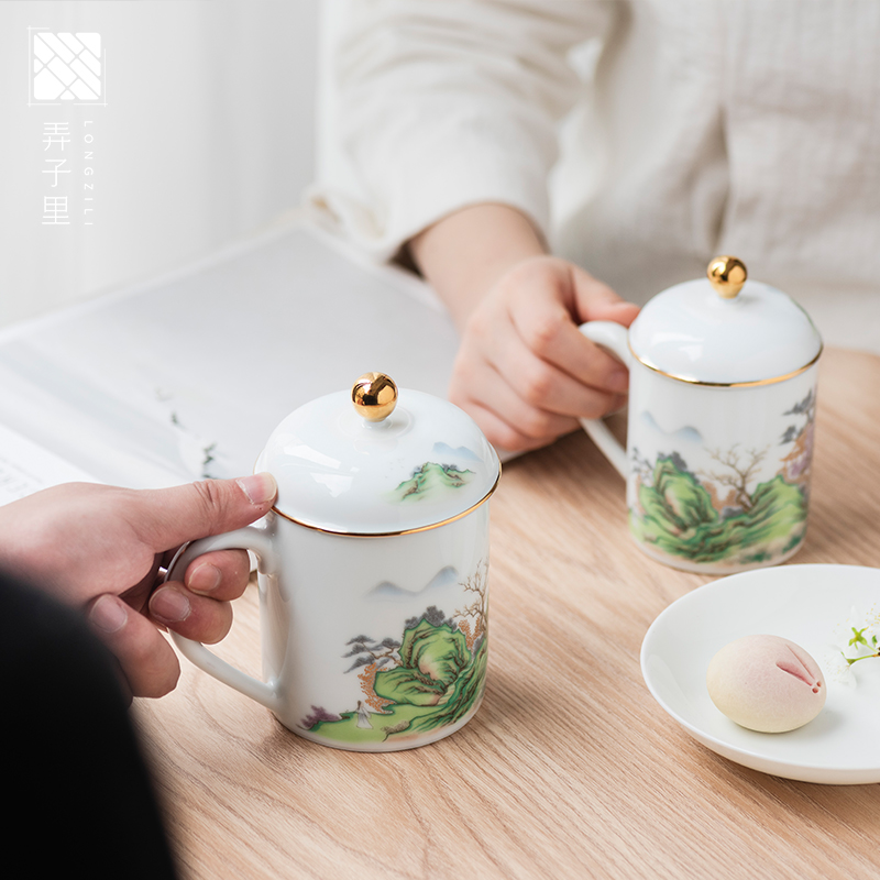 Made in jingdezhen ceramic keller of household porcelain teacup single glass kung fu tea set office