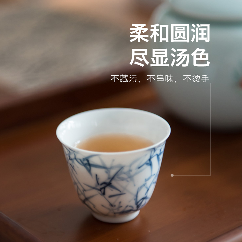 Made in jingdezhen blue and white sample tea cup master cup ceramic kung fu tea set manually build small tea cups