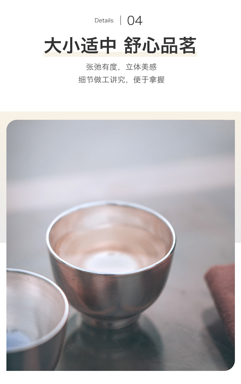 Made in jingdezhen masters cup pure manual contracted sterling silver inside and outside a keller sample tea cup kung fu tea cup