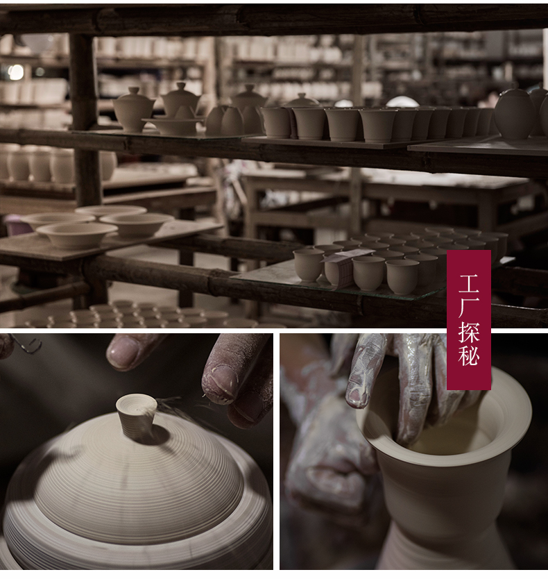 Made in jingdezhen kung fu tea set ceramic bowl thin foetus white porcelain paint three tureen large cups