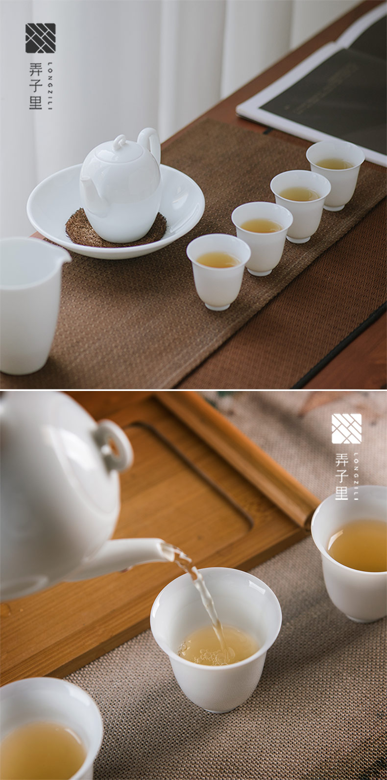 Get in kung fu tea set jingdezhen household white porcelain tea tea set ceramic teapot of a complete set of tea cups
