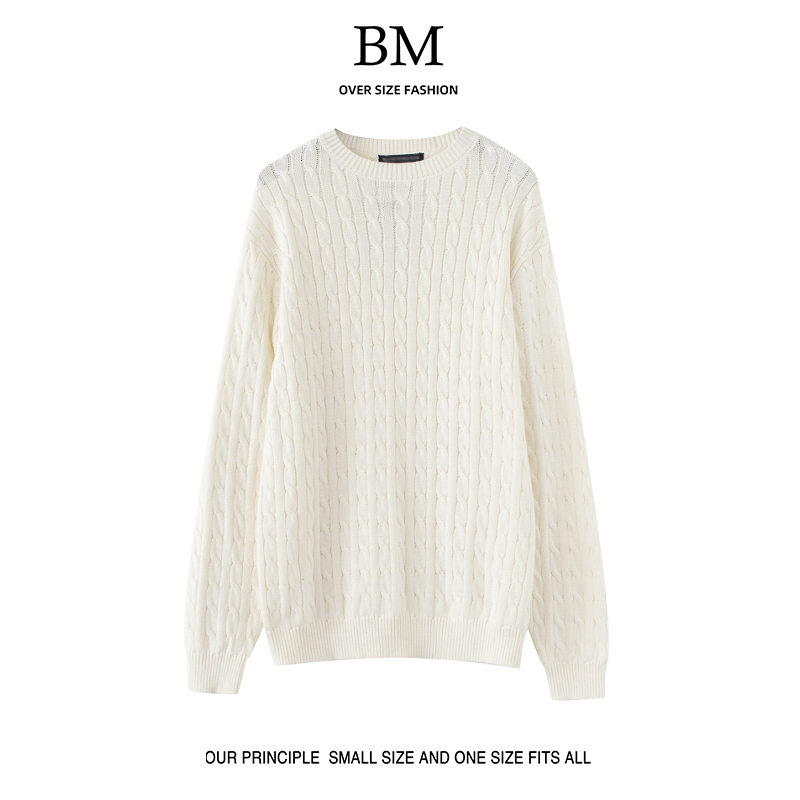 Bm Fashion European and American Style Bm Sweater, Same Style as Ouyang Nana, Cable Knit Sweater, Vintage Jacket for Women, Autumn Style