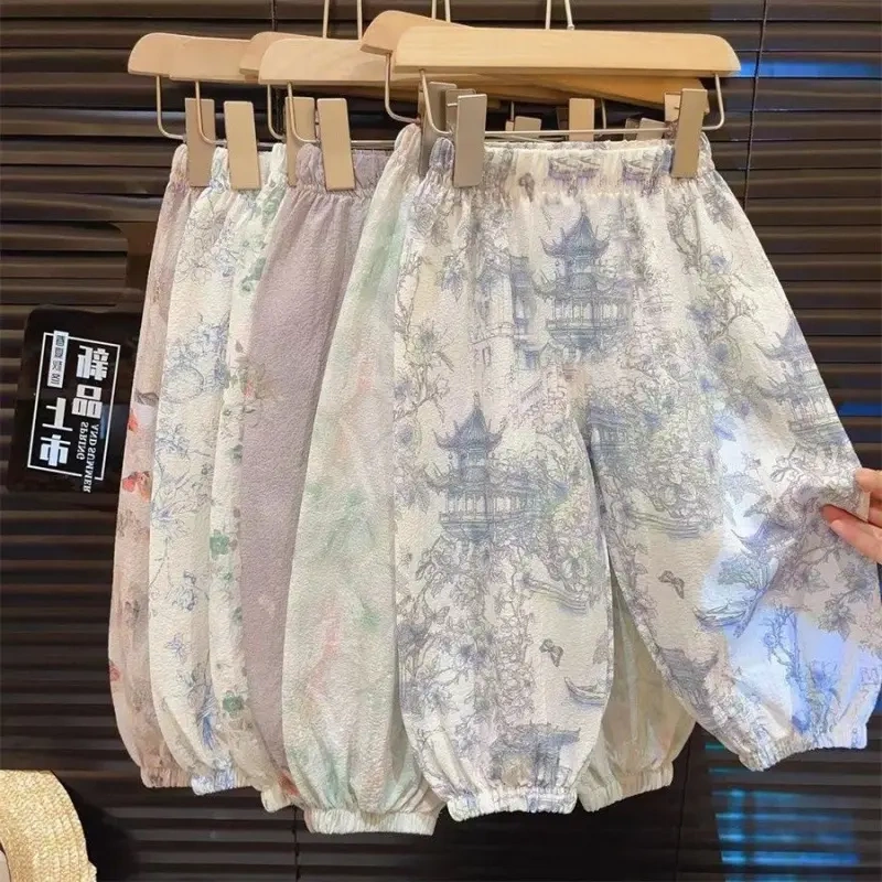 Baby Girl's Chinese-Style Floral Anti-Mosquito Pants 2025 Summer New Versatile Children's Pants Korean-Style Lantern Pants Baby Girl's Chinese-Style Floral Anti-Mosquito Pants 2025 Summer New Versatile Children's Pants Korean-Style Lantern Pants