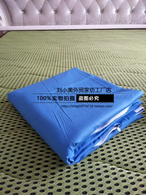 Sinh viên tiêu chuẩn chăn bông màu xanh bao gồm đơn twill ký túc xá đơn đôi giường màu xanh tinh khiết gối chăn nhung tuyết