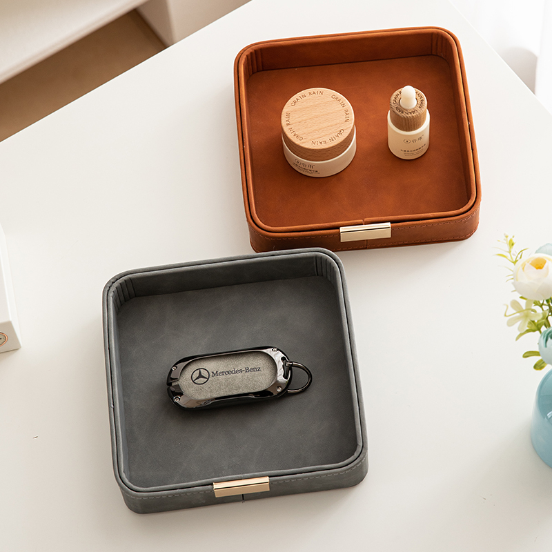 High-End Entryway Storage Tray Key Box Desktop Organizer Leather Tray Jewelry Box Cosmetic Storage Box