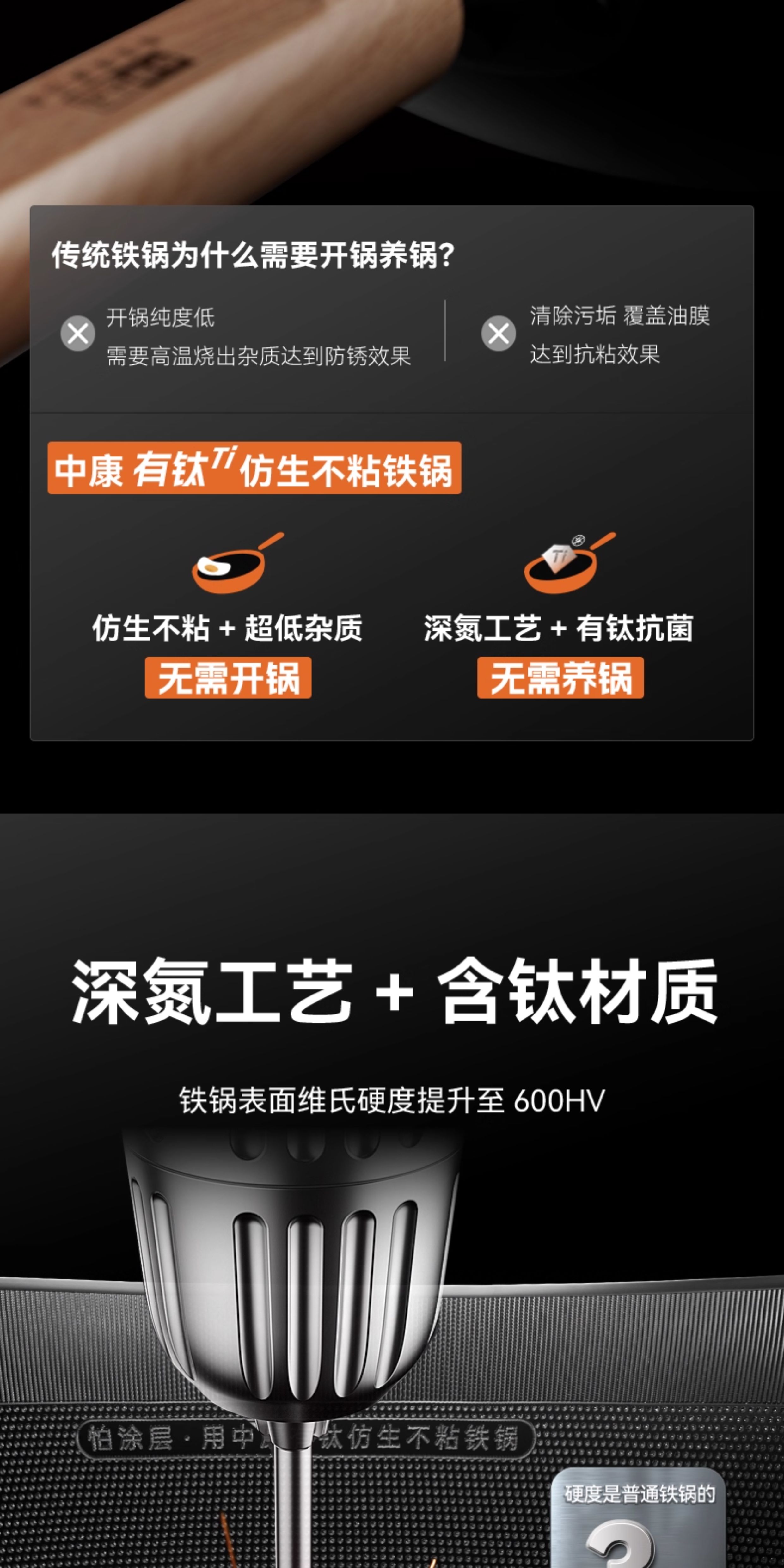 安享好物 安享A级炒锅-中康有钛 仿生铁锅  