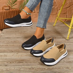 Cross-border new large size women's shoes 2026 spring slip-on casual shoes thick-soled comfortable sports style single shoes sneakers trend