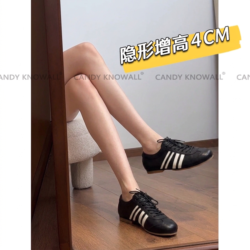 2026 New Model Invisible Height-Increasing 4cm Thick-Soled German Training Shoes for Women, Black Lace-Up Sneakers for Petite Individuals 2026 New Model Invisible Height-Increasing 4cm Thick-Soled German Training Shoes for Women, Black Lace-Up Sneakers for Petite Individuals