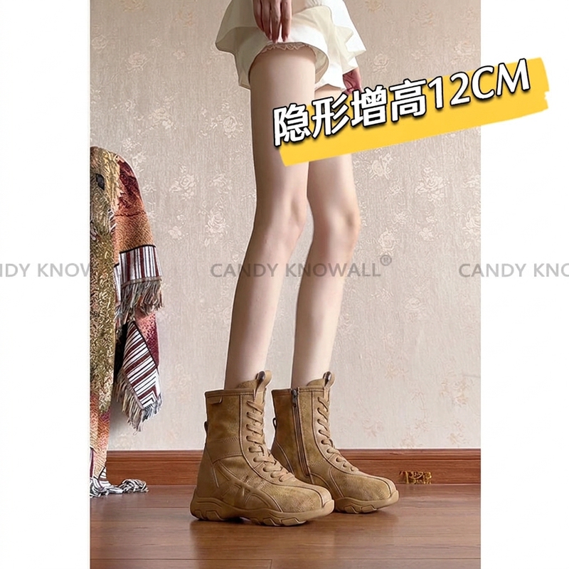 12cm Invisible Height-Increasing Martin Boots for Women, 2026 Summer Retro Thick-Soled Yellow Boots, Slimming Boxing Boots, Short Boots 12cm Invisible Height-Increasing Martin Boots for Women, 2026 Summer Retro Thick-Soled Yellow Boots, Slimming Boxing Boots, Short Boots