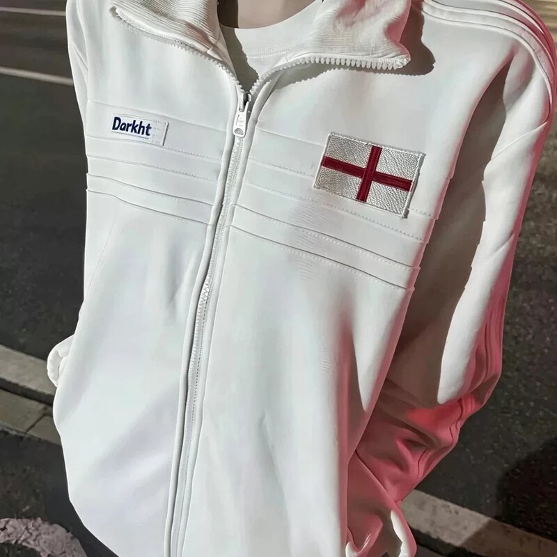2026 New Vintage England Jacket Unisex Zipper Turn-Down Collar Embroidered Waist-Cinching Versatile Casual Jacket