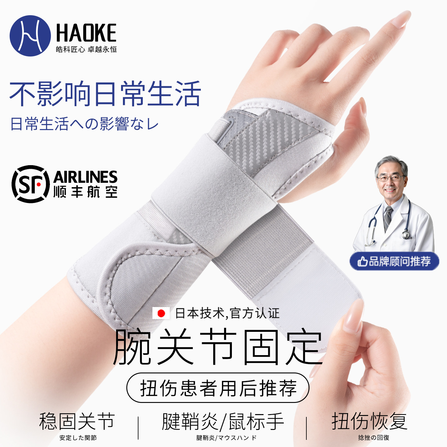 顺丰护腕扭伤手腕固定器支具腱鞘骨折疼劳损关节套男女腕管综合症