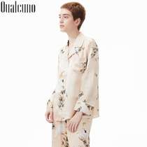 qualcuno silk pajamas women Spring Summer long sleeve trousers set mulberry silk printing silk home clothing autumn