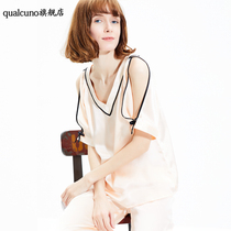 Silk pajamas womens summer short-sleeved trousers up and down sets thin silk solid color mulberry silk home wear