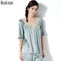 qualcuno true silk sleepwear woman Summer loose short sleeve suit Heavy-pound mulberry silk Home Clothing can be worn out