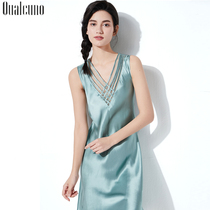 qualcuno new real silk sleepwear woman summer thin sexy sleeping dress pure color sayim silk home clothes
