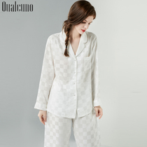 QUALCUNO true silk pyjamas womens spring summer long sleeves long sleeves trousers suit heavy-pound mulberry silk pure color home clothes