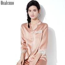 qualcuno Heavy Genuine Silk Pyjamas Woman Spring Summer Long Sleeves Two Suits Pure Color Mulberry silk Home Clothing Autumn