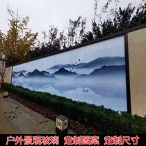 Silk glass landscape painting landscape wall glass art screen partition background wall various craftsmanship customization