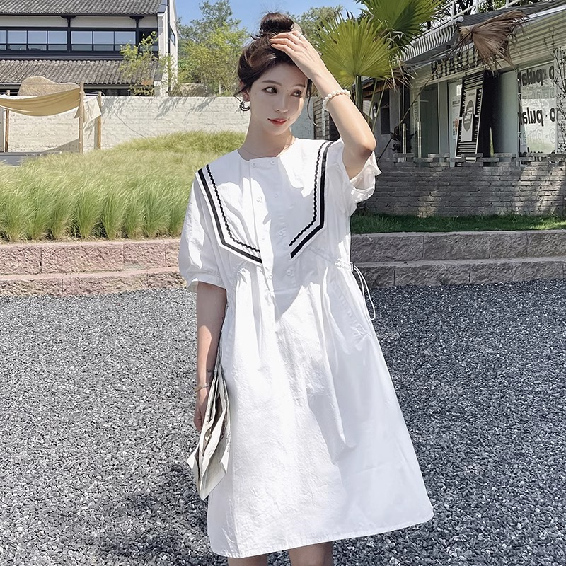 Plus Size Extra Large 150kg French Style White Dress for Women, New Summer Style, High-End Loose Short-Sleeved Shirt Dress 2 Plus Size Extra Large 150kg French Style White Dress for Women, New Summer Style, High-End Loose Short-Sleeved Shirt Dress 2