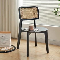 Solid wood dining chair antique rattan chair home makeup chair Japanese restaurant B&B designer backrest rattan chair wabi-sabi