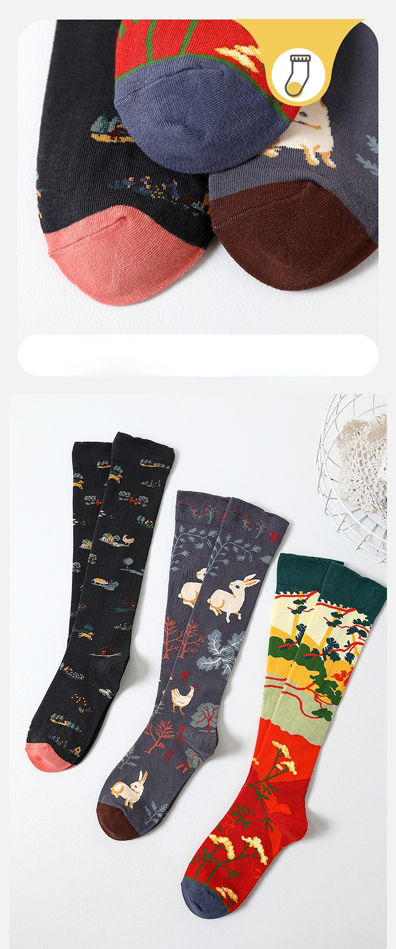 Носки medium and high tube calf and knee socks french ins style re Aishang