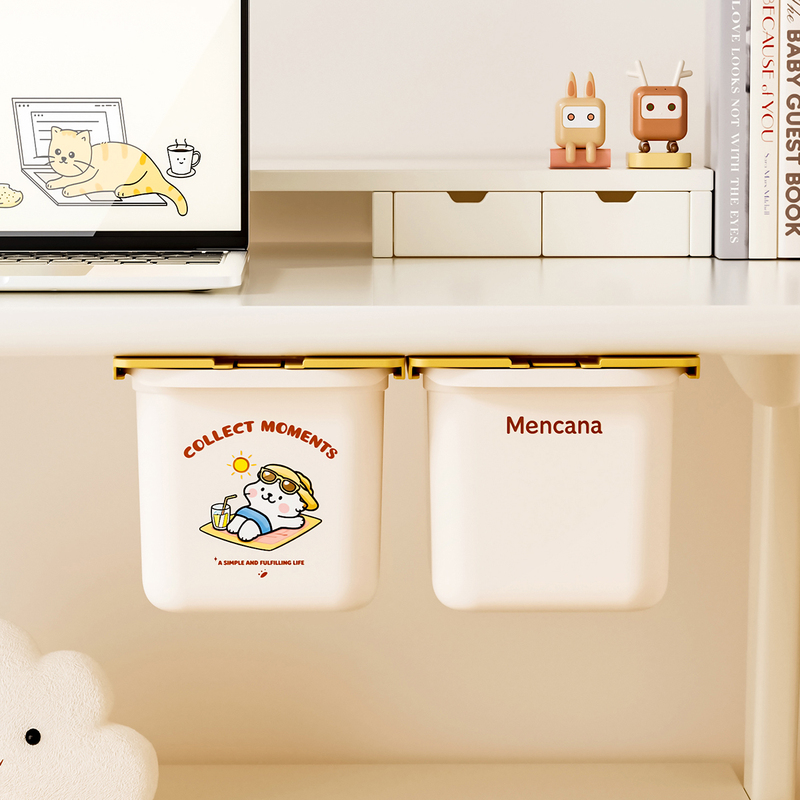 Multifunctional Hanging Trash Can for Home, Office, Dormitory, Hidden under the Desk Drawer Box, Plastic Storage Bin