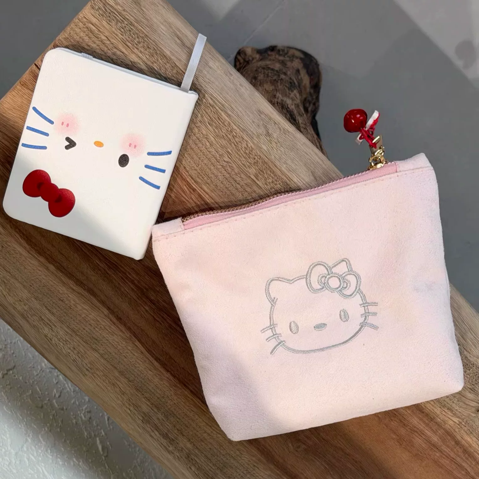 Hello Kitty, кошелек, ручная косметичка, вместительный органайзер, с вышивкой