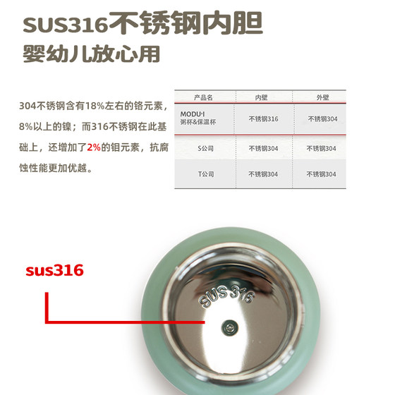 韩国modui儿童保温杯水杯宝宝保冷不锈钢温冷双效外出婴儿喝水壶