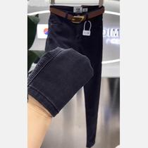Stretch black jeans for women spring and autumn new style pear-shaped figure large size high waist small people slimming slim fit pants