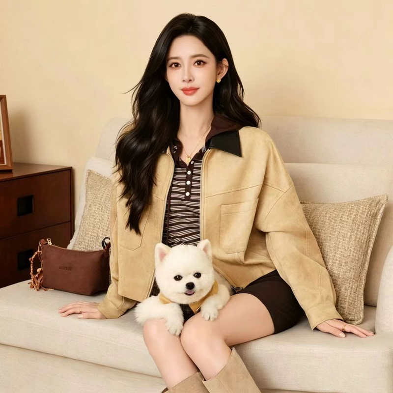 【Meng Zi Yi's Style】Poetry Discount Urban Nomadic Jacket 26 Autumn New Suede Jacket 3H8311161 【Meng Zi Yi's Style】Poetry Discount Urban Nomadic Jacket 26 Autumn New Suede Jacket 3H8311161