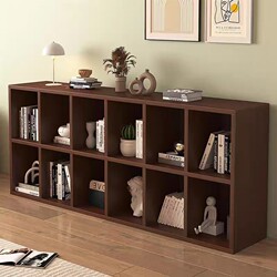 Solid Wood Low Cabinet Bookcase Home Storage Rack Walnut Lattice Cabinet Floor-Standing Free Combination Bedroom Living Room Storage Cabinet