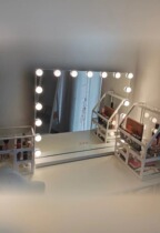 Makeup mirror desktop LED light mirror vanity mirror home bedroom dormitory touch smart fill light mirror desktop large