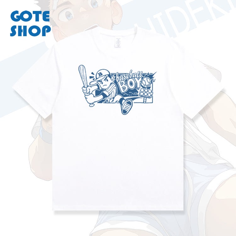 Gote Shop× Cup Noodle [Baseball Boy] Original Printed Pure Cotton 250g Short-Sleeved T-Shirt