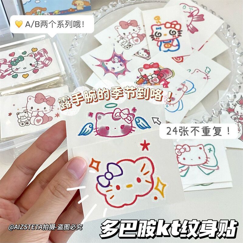 Kitty Cheap Tattoo Cartoon Cute Arm ins Waterproof Stickers Long-Lasting Washable Best Friend Kt Cat Stickers Trendy
