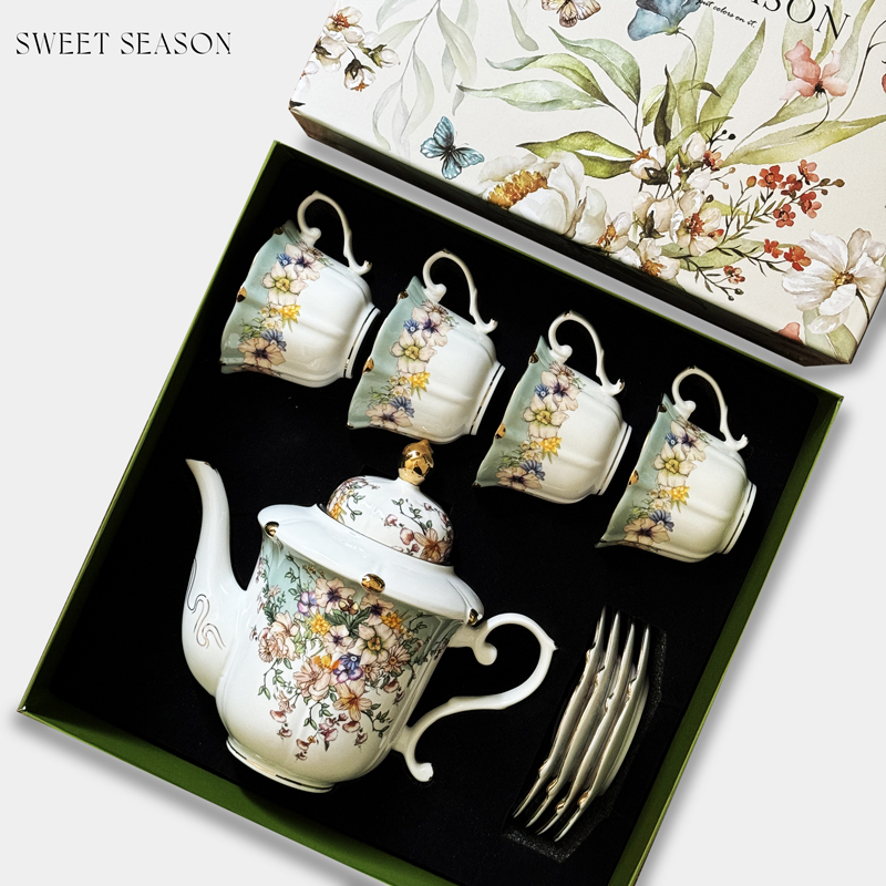 Sweet Season Cornflower French Coffee Cup and Saucer English Afternoon Tea Tea Set Gift Box European Style Gift
