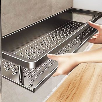 Wall-Mounted Bathroom Shelf with Holes for Washing and Storage, Luxury Wall-Mounted Toilet Rack
