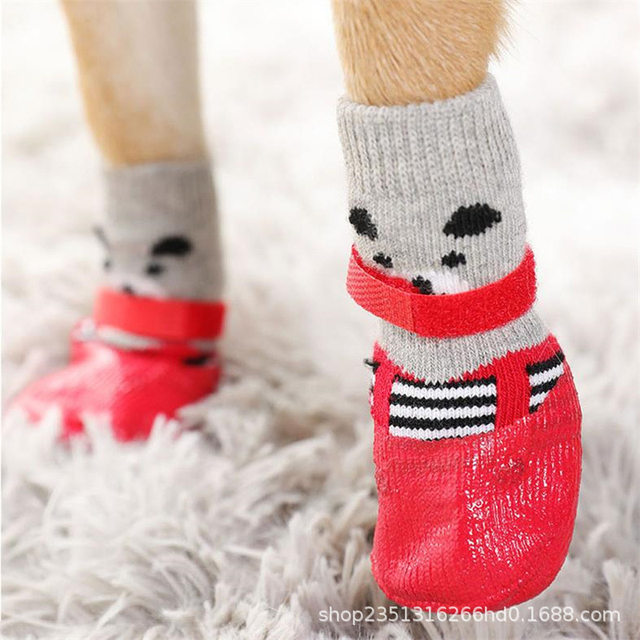 Pet Dog Shoes for Small and Medium-Sized Dogs, Waterproof and Anti-Slip Rain Boots, Shiba Inu and Teddy Pet Covers, Anti-Scratch and Anti-Dirt Soft-Soled Shoes